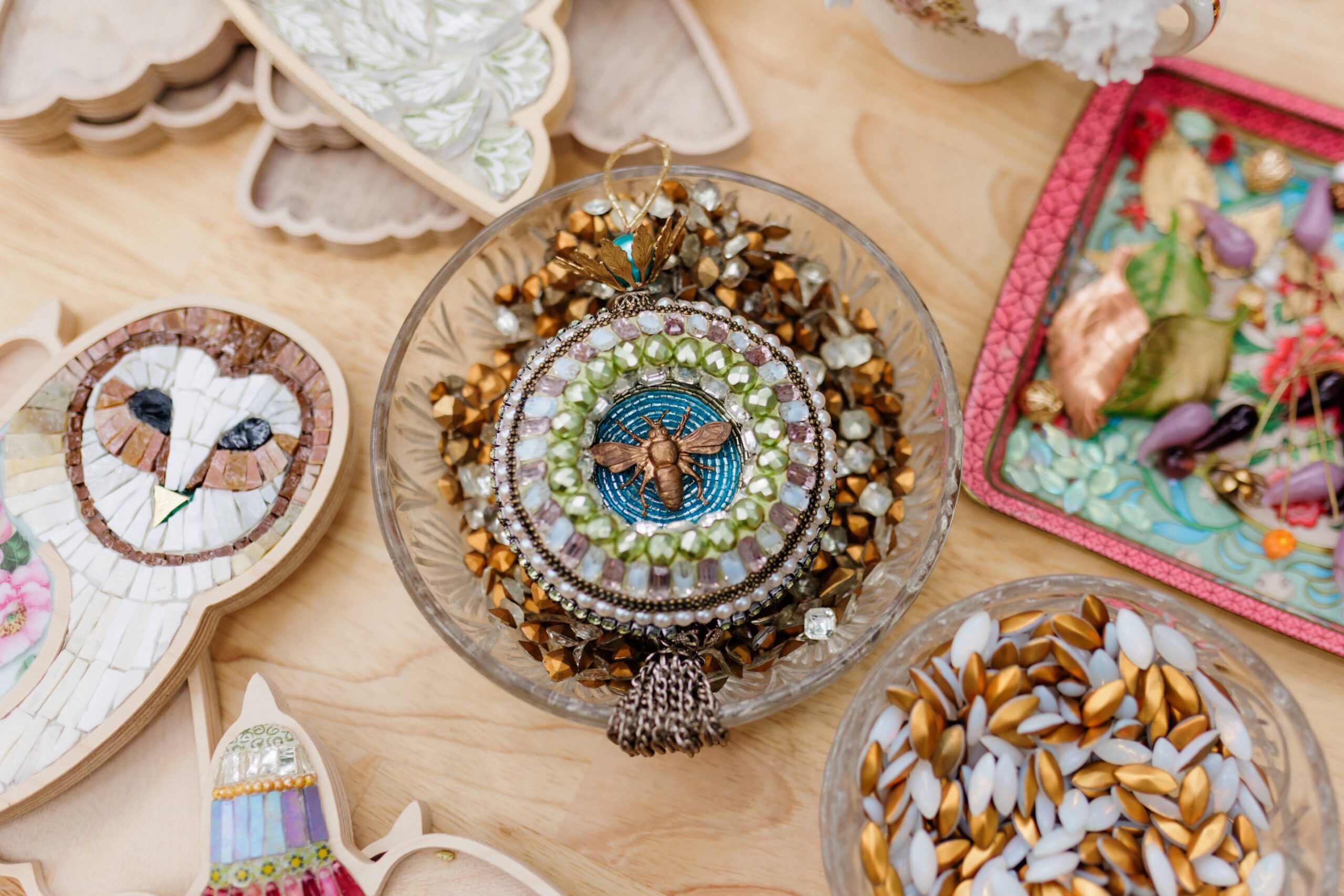 Hanging Beaded Mosaic Sculpture